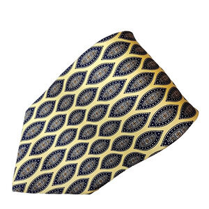 Vintage Kenneth Cole New York Yellow Geometric Necktie 100% Silk 3.75"x 57"